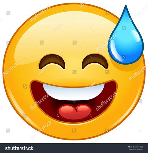 Smiling Emoticon Open Mouth Cold Sweat Stock Vector 342501092