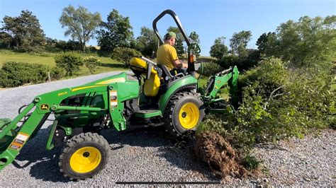 13 Shrub And Tree Removal With 260b Backhoe On A John Deere 2025r