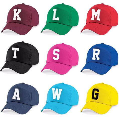 Adults Alphabet Letter Baseball Cap Printed Hat Various Colours Fancy