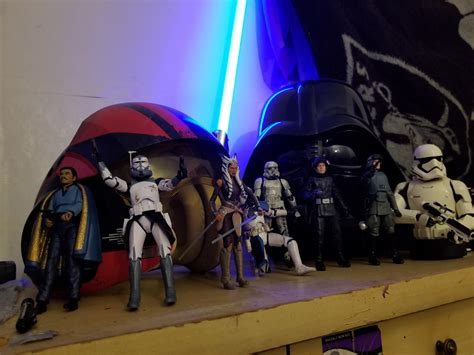 Some Of My New Figures A Few Old Favorites Helmets And A Lightsaber