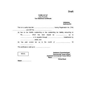 A sponsorship letter template is written to some specific person by event organizers or by business people for requesting the readers to invest money or other resources on them and in return advertise them. Fillable Online FORM VAT-67 See Rule 80 Tax Clearance Certificate ORIGINAL ... Fax Email Print ...