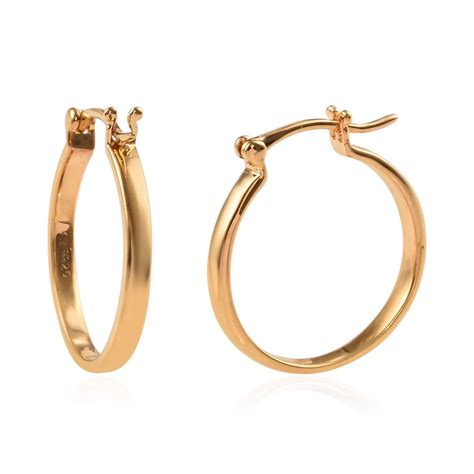 Shop LC 925 Sterling Silver 14K Yellow Gold Plated Hoop Earrings