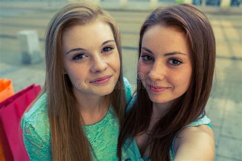 Two Pretty Girls Theyâ€ Re Best Friends Outdoor Photo Stock Image