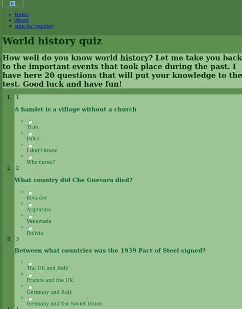 World History Quiz Interactive For 7th 12th Grade Lesson Planet