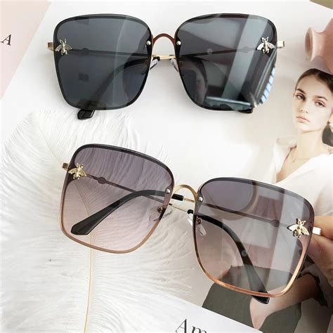 hbk luxury square sunglasses women men retro brand designer metal frame oversized sun glasses