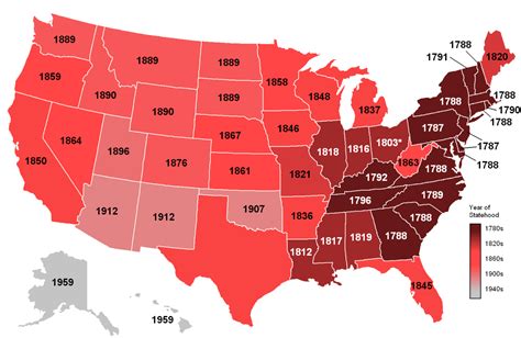 The United States Based On Years Of Statehood Maps On The Web