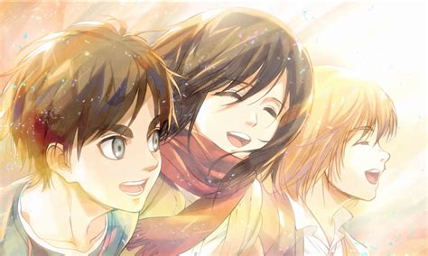 Hd Wallpaper Eren Mikasa And Armin Radiant Trio