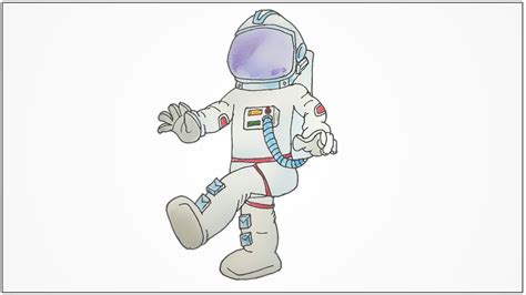 How To Draw A Cartoon Astronaut Floating In Space Step By Step Youtube