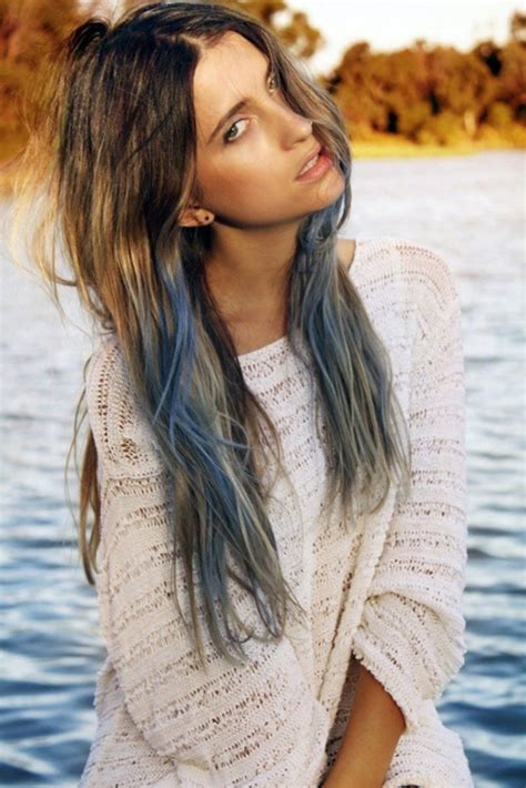 They all have different colors and products. blue through you | Dip dye hair, Blue hair tumblr, Blue ...