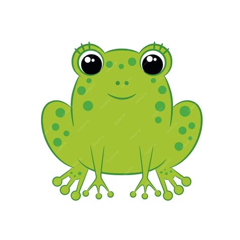 Premium Vector Cute Cartoon Green Frog Isolated On White Background