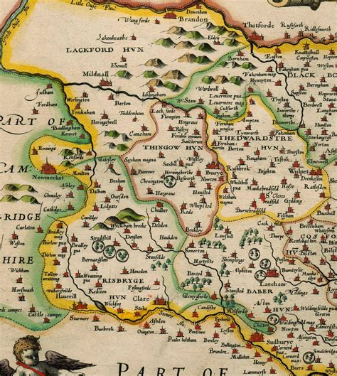 Old Map Of Suffolk 1611 By John Speed Ipswich Lowestoft Bury St E