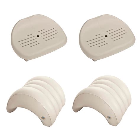 Intex Slip Resistant Hot Tub Seat 2 Pack And Inflatable Spa Headrest 2 Pack