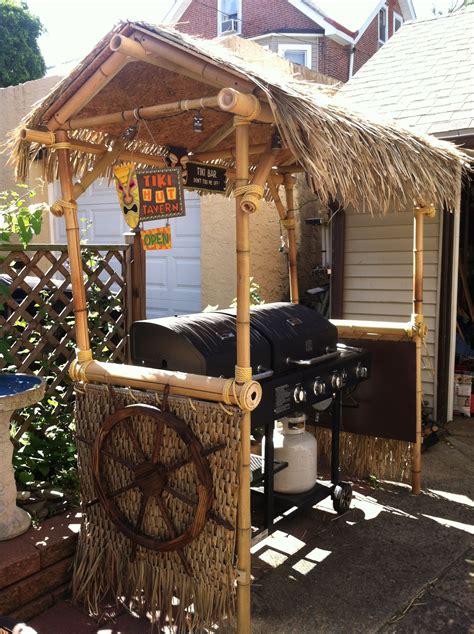 Everyone loves to barbeque, but sometimes charcoal, or wood, cooking just doesn't cut it. Tiki grill cover! | Diy bbq, Bbq island, Grill cover