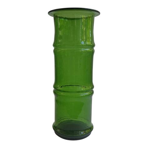 Mid Century Chinoiserie Blenko Bamboo Green Glass Vase Green Glass Vase Glass Vase Green Glass