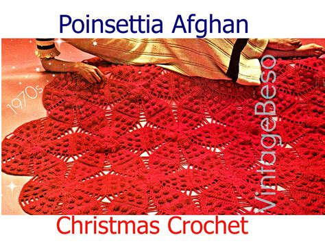 Afghan Crochet Pattern Christmas Poinsettia Afghan Crochet Etsy Uk
