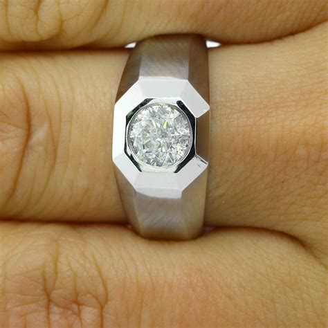 100 Ct Round Cut Diamond Mens Ring Set In 14k White Goldcheap