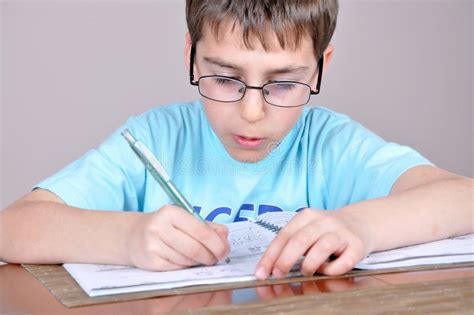 Boy Doing Homework Stock Image Image Of Eraser Colour 39364149
