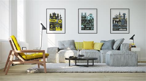 Mustard And Grey Living Room Yellow Sofa Design Decor