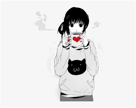 Cool Anime Png Anime Girl Drinking Coffee Transparent Png 500x595
