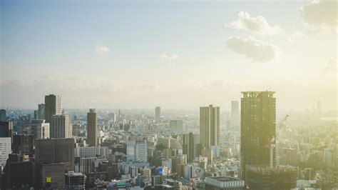 Pemandangan Puncak Bangunan Tinggi Osaka City Yang Indah Di Jepang Foto