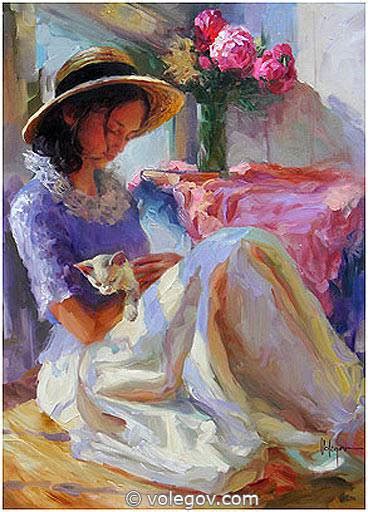 Volegov Com PINK PEONIES Painting