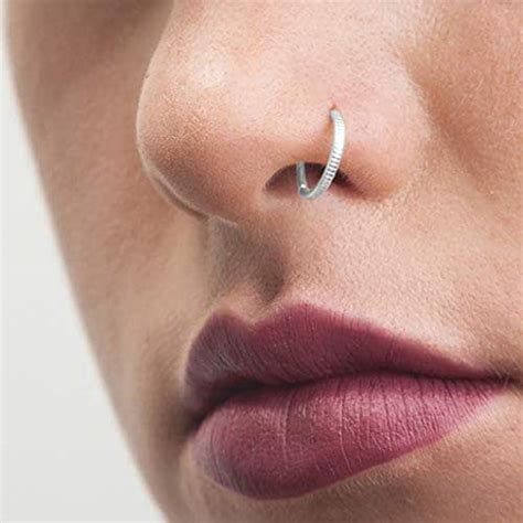 Silver Nose Ring Unique 925 Sterling Silver Handmade Nostril Piercing Hoop In 20