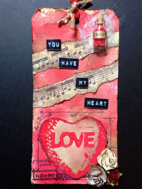 Claudines Art Corner Valentine Tag With Tims Distress Paint