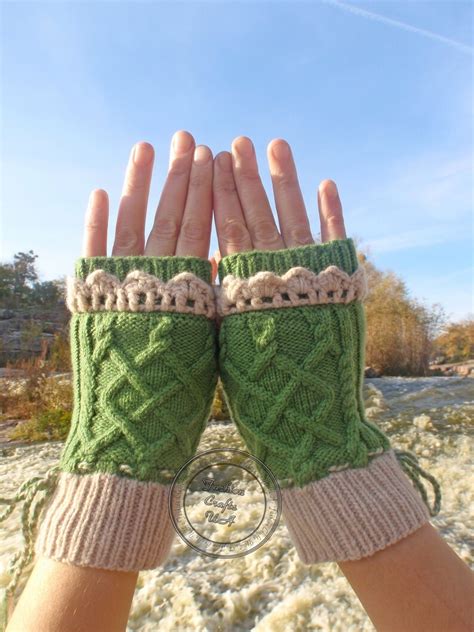 Gloves And Mittens Hand Warmers Green Mittens Lace Mittens Etsy