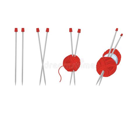 Red Wool Ball Knitting Needles Stock Illustrations 394 Red Wool Ball