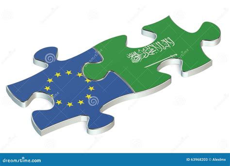 Saudi Arabia And Eu Puzzles From Flags Stock Illustration