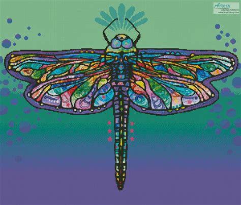 Artecy Cross Stitch Abstract Dragonfly Cross Stitch Pattern To Print