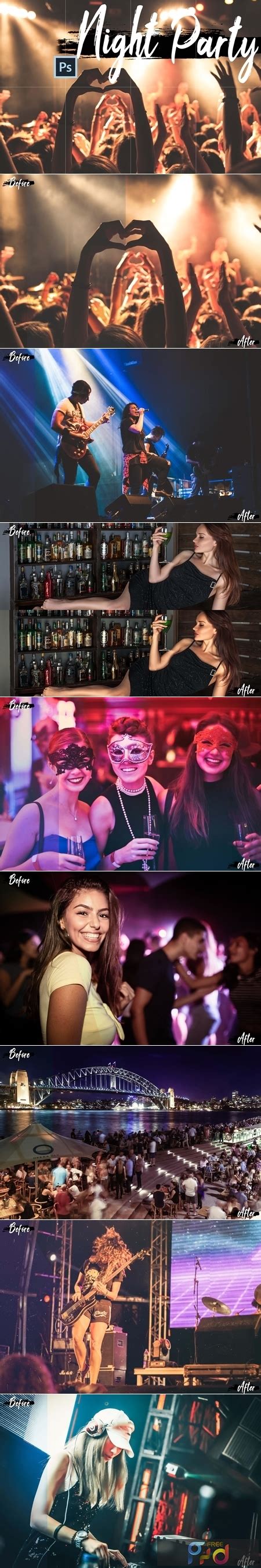 Neo Night Party Theme Color Grading Photoshop Actions Acr Lut Preset Freepsdvn