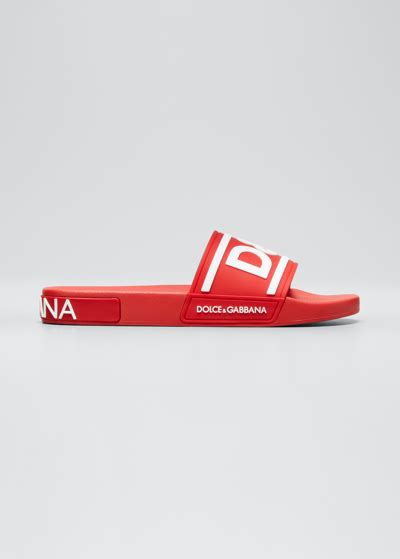 Dolce And Gabbana Portofino Drip Pool Slide Sandals In Red Modesens