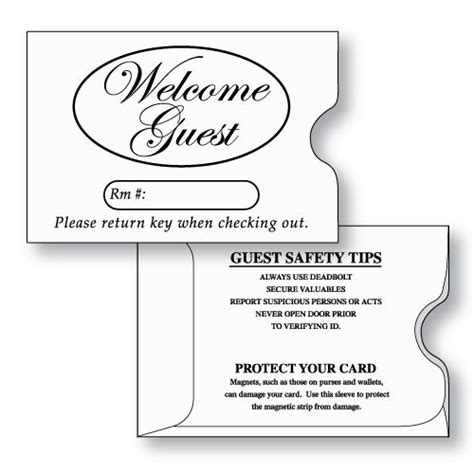 Hotel Key Card Sleeve 2 38 X 3 12 Stock Print ‘welcome Guest