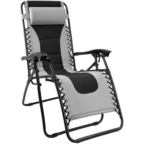 Walnew Oversized Padded Zero Gravity Chair With Headrest Greyblack