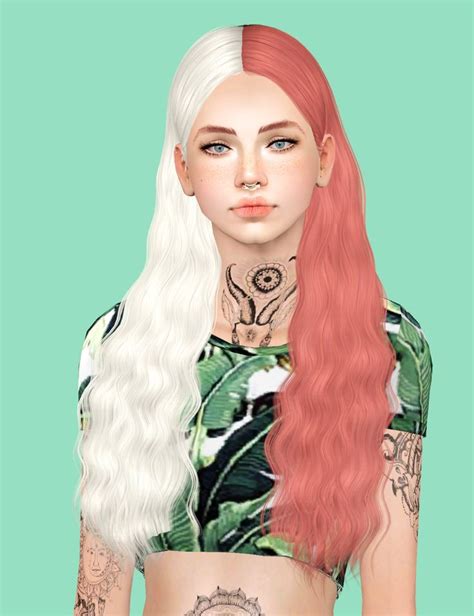 Two Tone Cazy Edition Part 1 Sims Hair Sims 4 Toddler Half And
