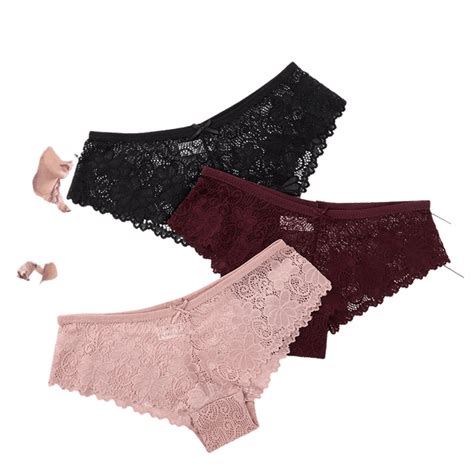 3 Pcs Panties For Woman Underwear Sexy Lace Breathable Soft Lingerie