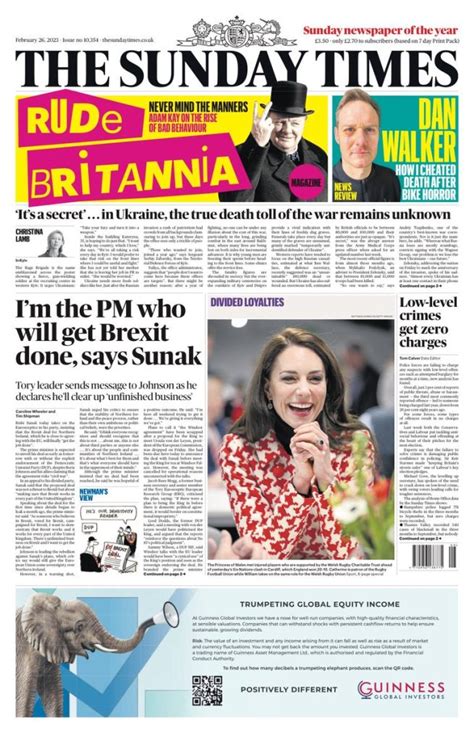 sunday times front page 26th of february 2023 tomorrow s papers today