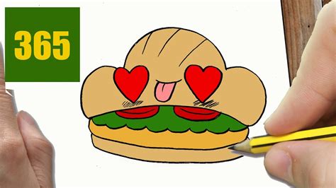 comment dessiner amour en sandwich kawaii Étape par Étape dessins