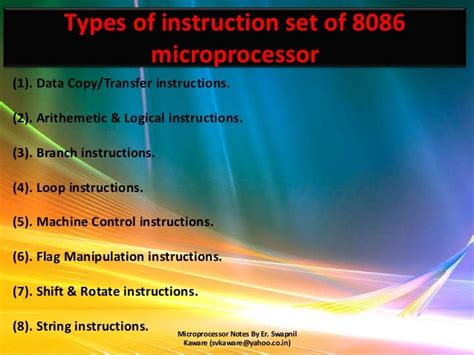 8086 Microprocessor Instruction Set By Er Swapnil Kaware