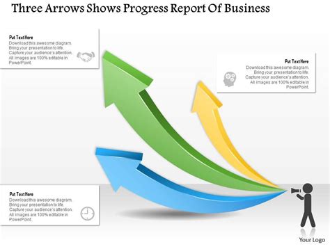 0314 Business Ppt Diagram Three Arrows Shows Progress Report Of