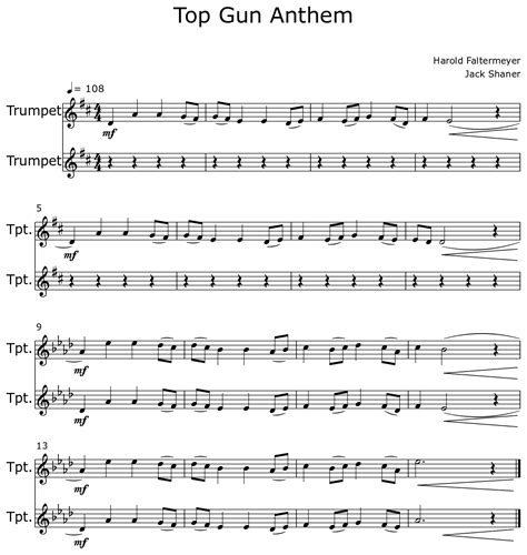 Top Gun Anthem Sheet Music For Trumpet