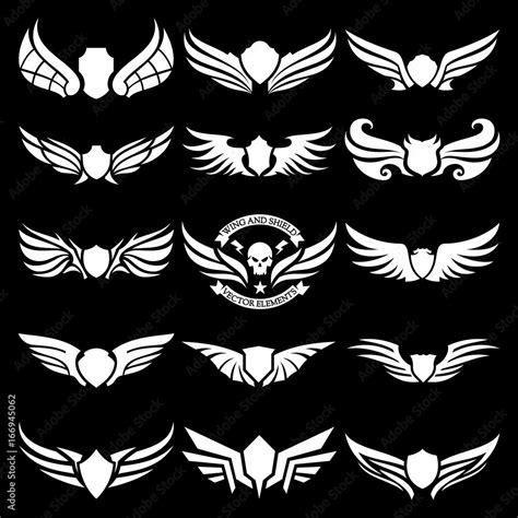 Wings Shield Logo Template Set Wing And Shield Icon Design For Brand