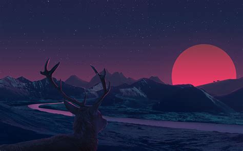 3840x2400 Deer Staring At Sunset Anime Uhd 4k 3840x2400 Resolution