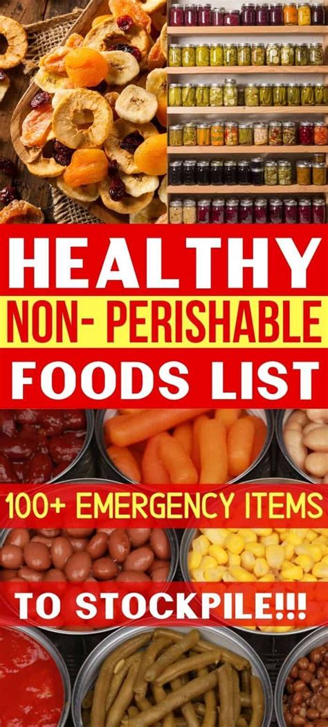 Vegetables corn beets green peas/green beans carrots artichoke hearts pickles Healthy Non-perishable Foods List : 100+ Emergency Food ...