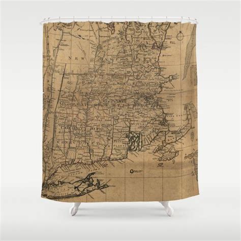 Vintage Map Of The New England Coast 1771 Shower Curtain By