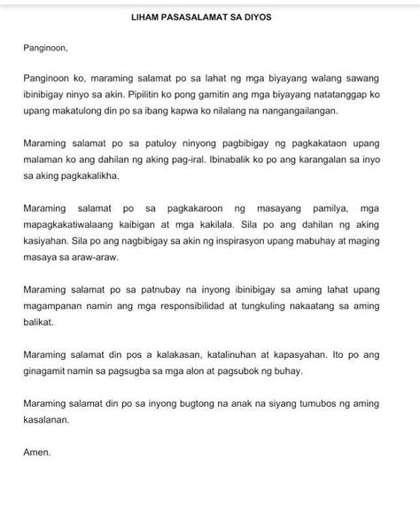 Gumawa Ng Iaang Liham Ng Pasasalamat Sa Diyos Sa Mga Talentokakayahan