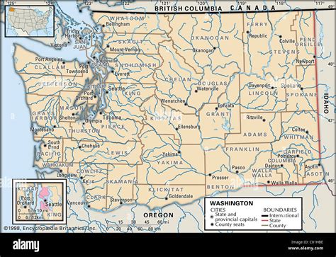 Political Map Of Washington State Stock Photo Alamy