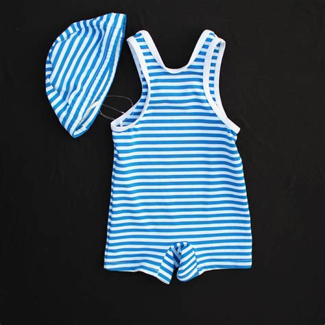 The New Export Japan Boy One Piece Striped Swimsuit Childrens