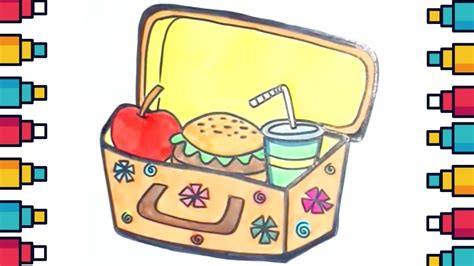 How to Draw Lunch Box and Coloring for Kids | Coloring for kids, Lunch box, Drawing for kids
